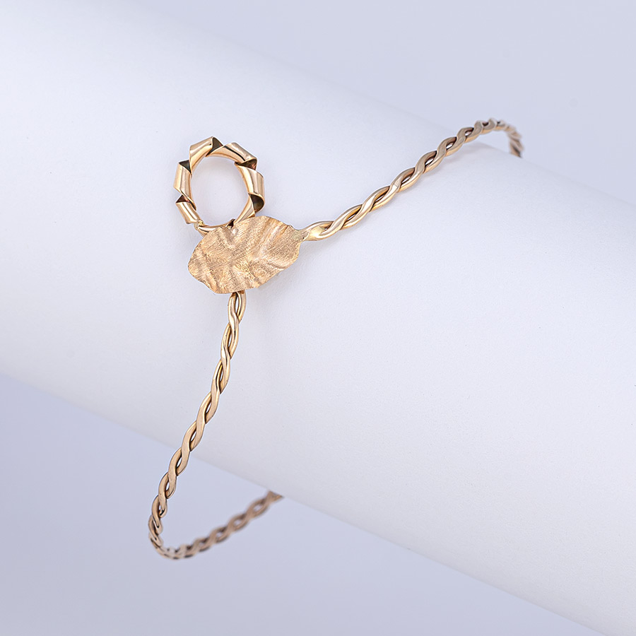 دستبند طلا زنانه دست ساز تجسم طلایی