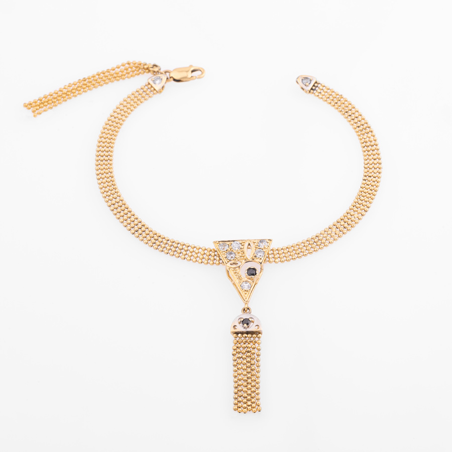 دستبند طلا 18 عیار زنانه تور آویز 9.180 گرم