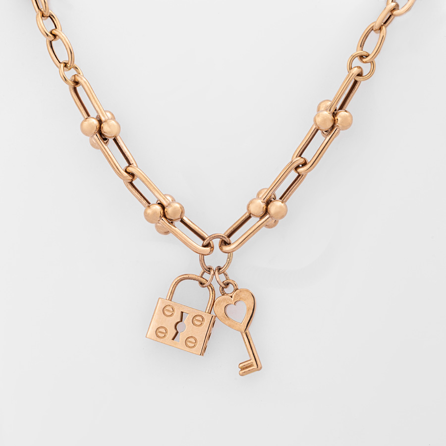 گردنبند طلا 18 عیار زنانه قفل و کلید 19.69 گرم