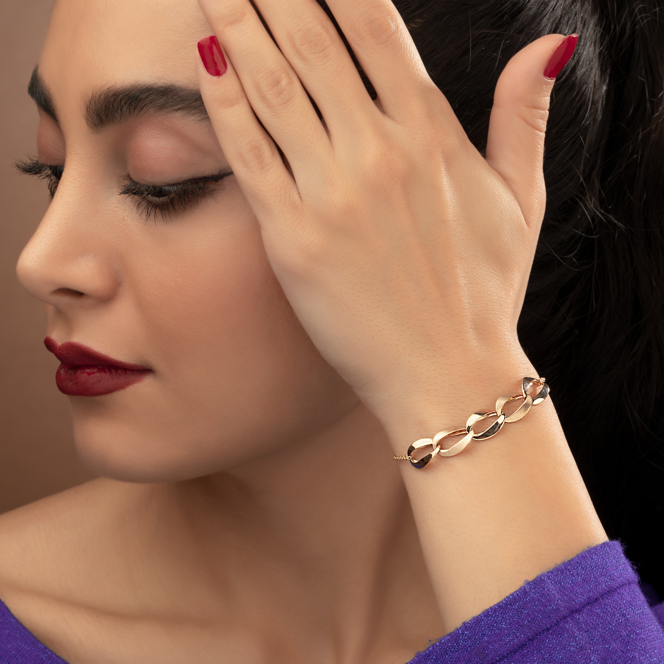 دستبند طلا زنانه زنجیری تیوا 