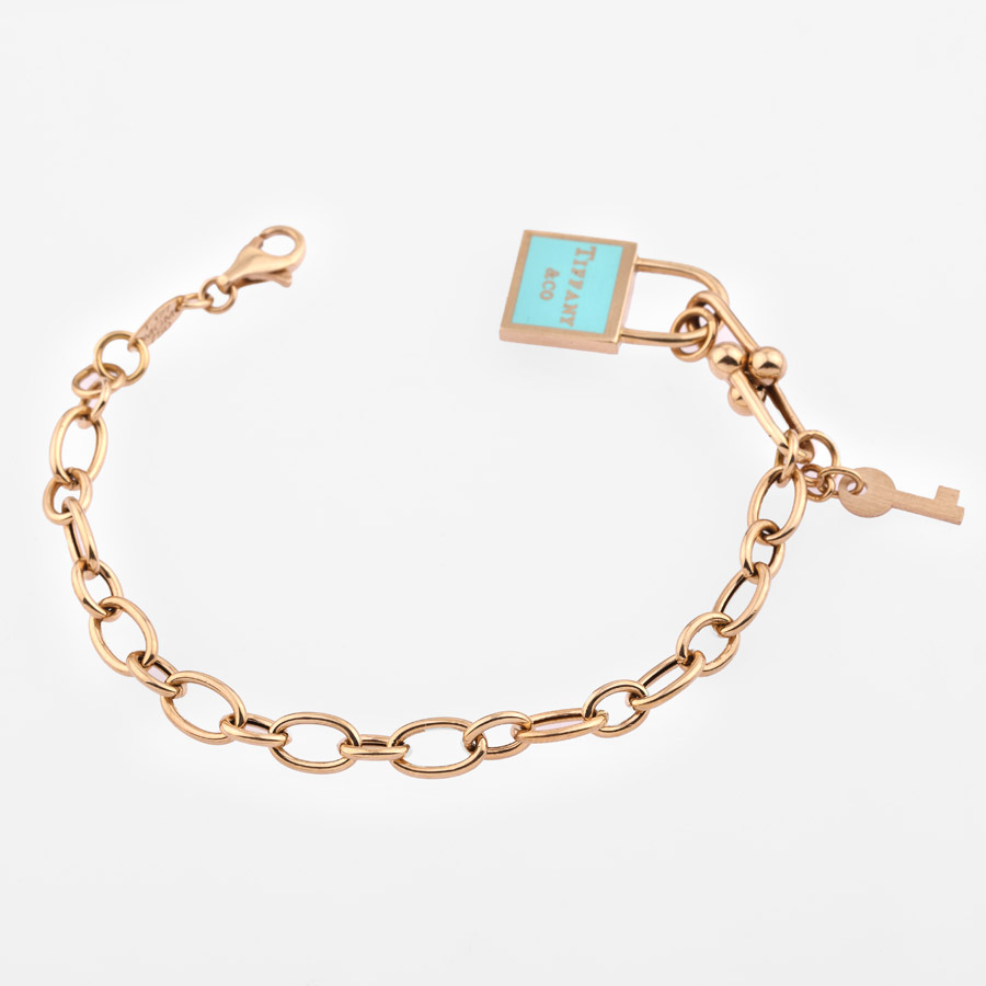 دستبند طلا زنانه زنجیری با قفل تیفانی