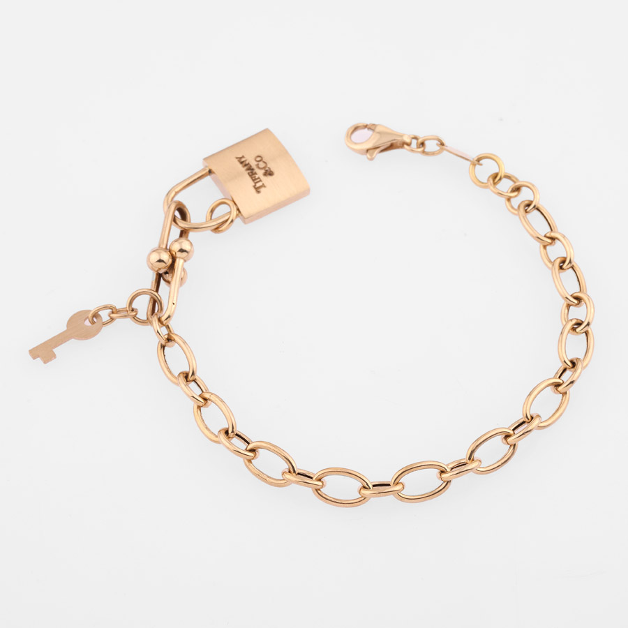 دستبند طلا زنانه زنجیری با قفل تیفانی