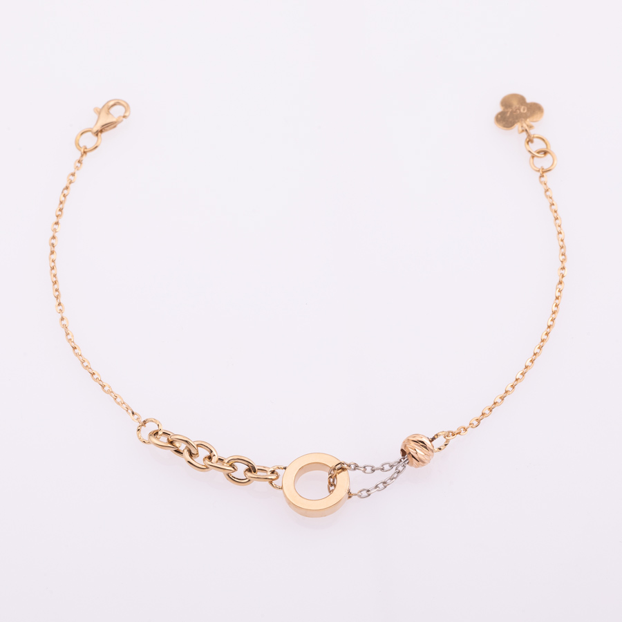 دستبند طلا زنانه فانتزی دو رنگ
