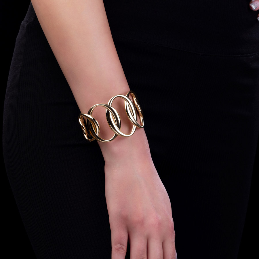 دستبند طلا زنانه هیوا طرح هندسی  