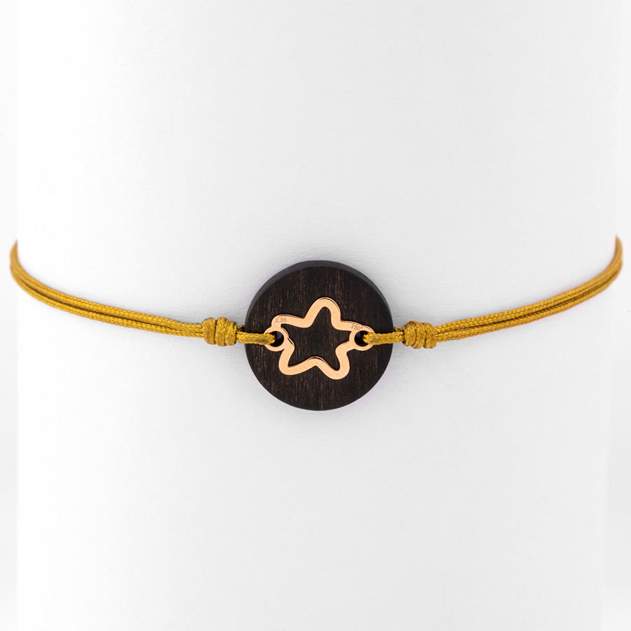 دستبند طلا زنانه بافت ستاره چوبی