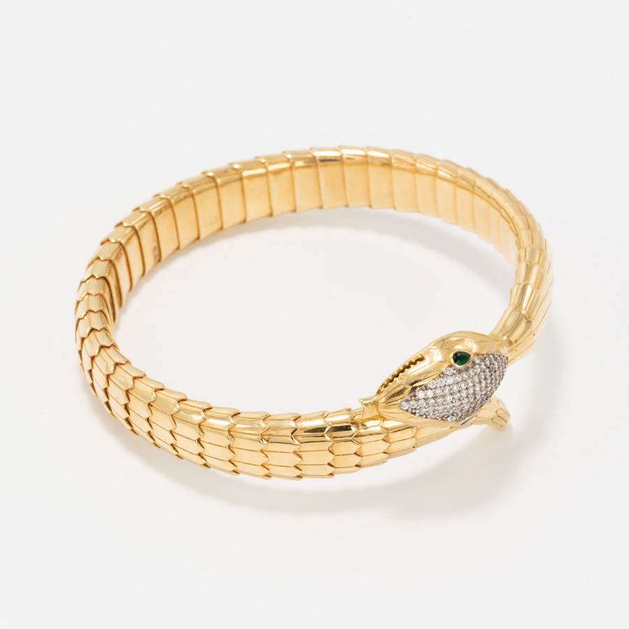 دستبند طلا زنانه بنگل snake فنری