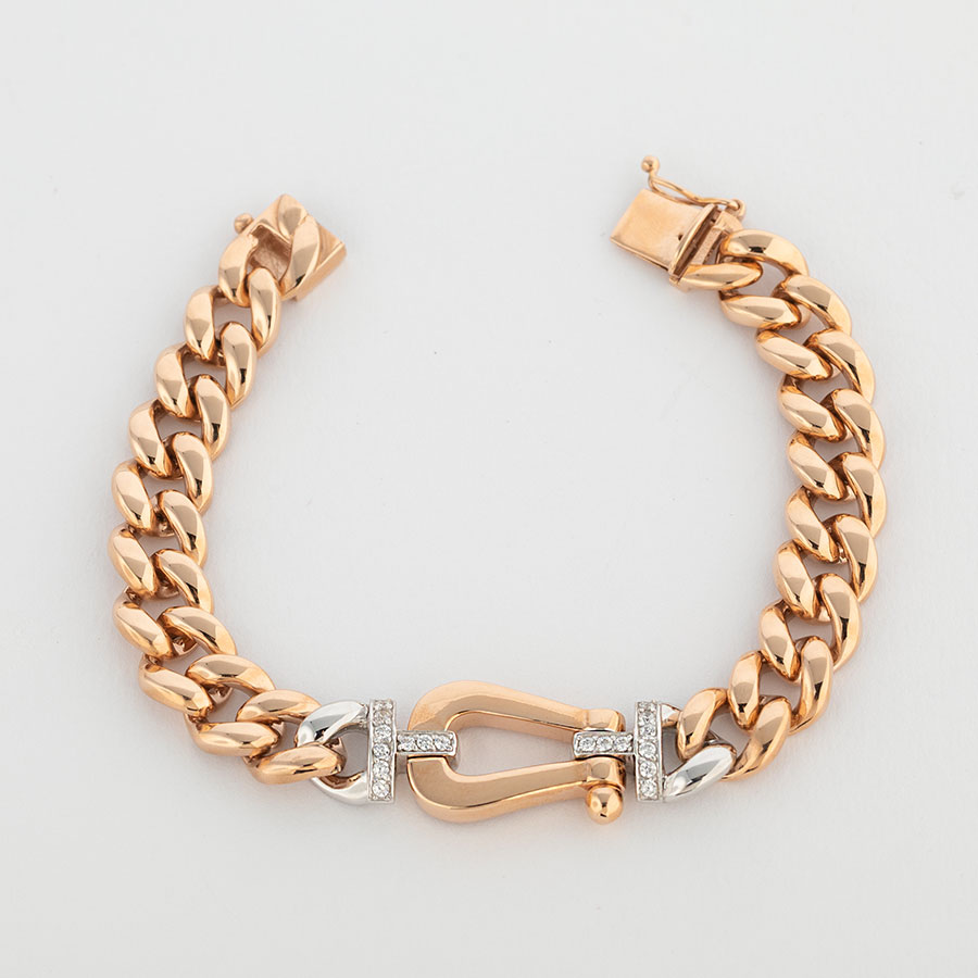 دستبند طلا زنانه امگا طلایی بافت درشت
