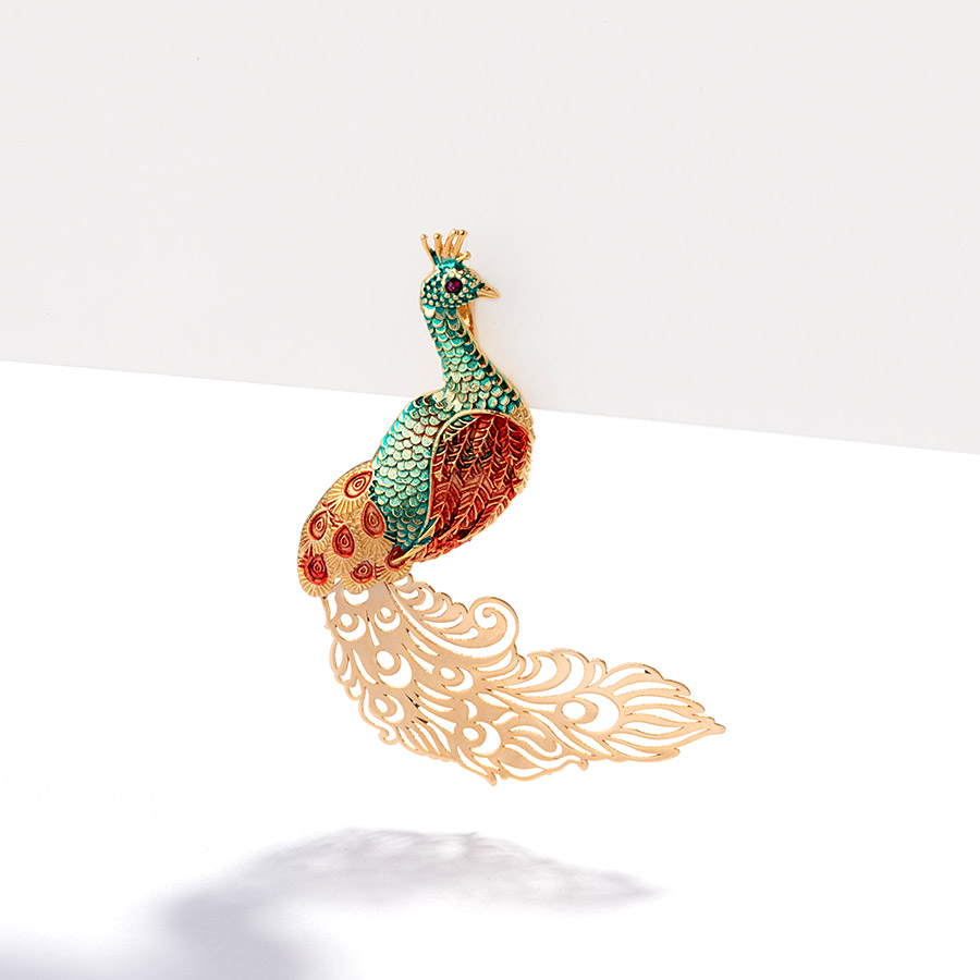سنجاق سینه طلا زنانه طاووس  